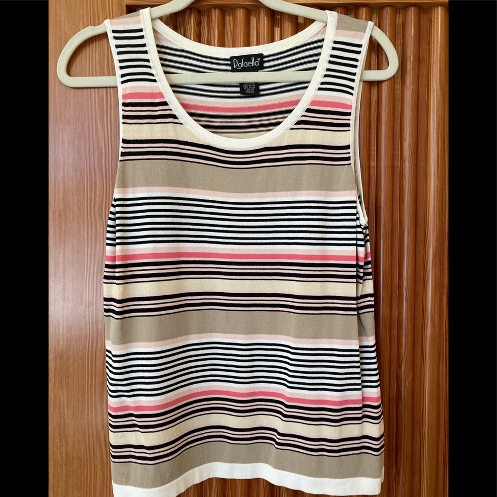 Rafaella Sleeveless Striped Rayon Blend Shell Sz M